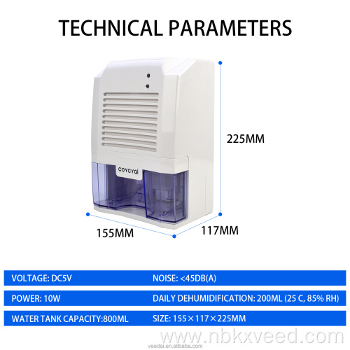 USB 800ml factory 5V DC dehumidifier mini